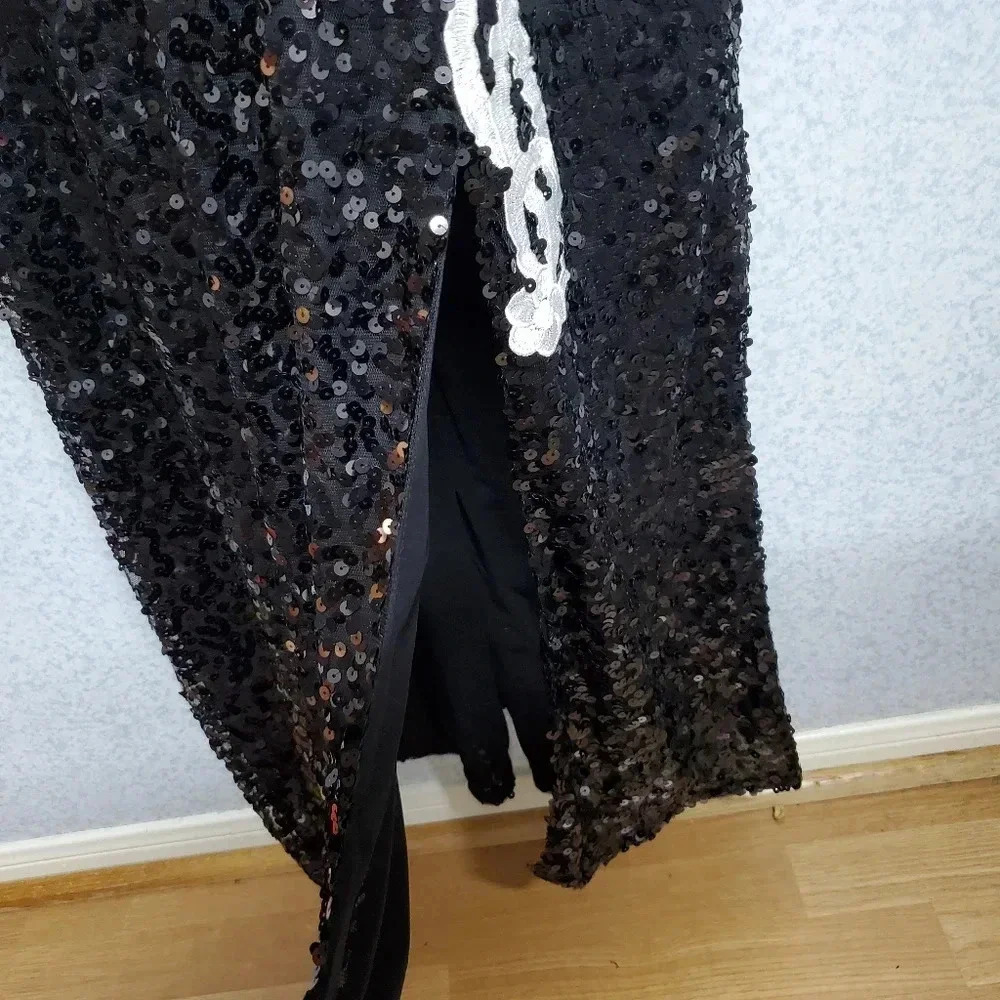 Vintage Cocktail Party Black Sequin VIJIV Festive Night Dress Size L - Picture 4 of 7